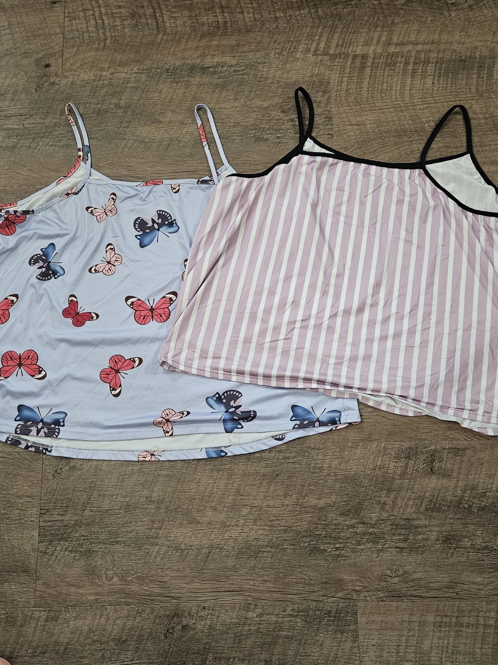 Women’s Plus 5XL 2-Pack Camisole Set Spaghetti Strap Stripe/Butterfly